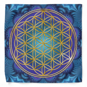 Flower Of Life - gold - fractal 1 Bandana