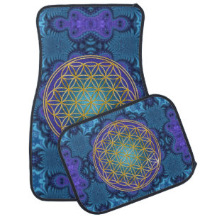 Flower Of Life - gold - fractal 1 Car Mat
