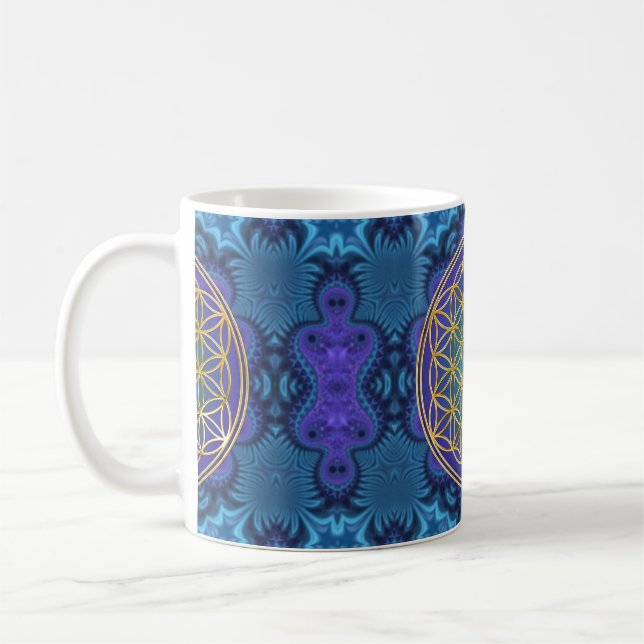 Flower Of Life - gold - fractal 1 Coffee Mug (Left)