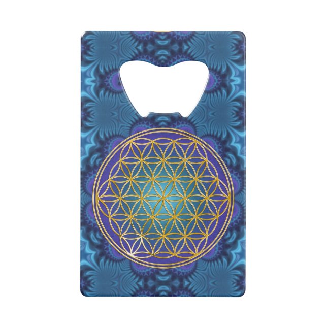 Flower Of Life - gold - fractal 1 Credit Card Bottle Opener (Front)
