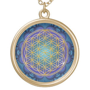 Flower Of Life - gold - fractal 1 Gold Plated Necklace
