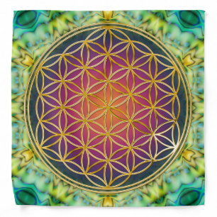 Flower Of Life - gold - fractal 2 Bandana