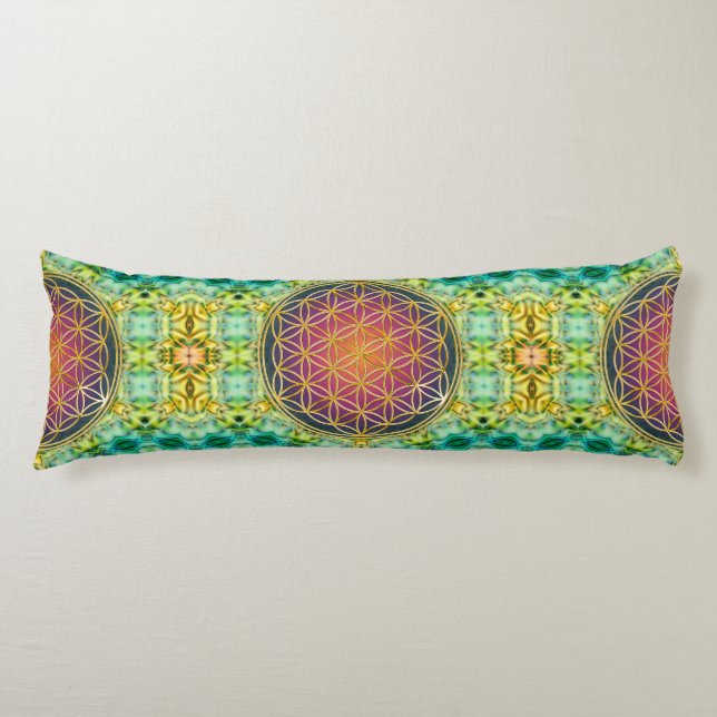 Flower Of Life - gold - fractal 2 Body Pillow (Front)