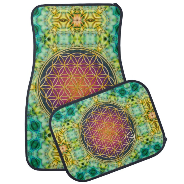 Flower Of Life - gold - fractal 2 Car Floor Mat (Set)