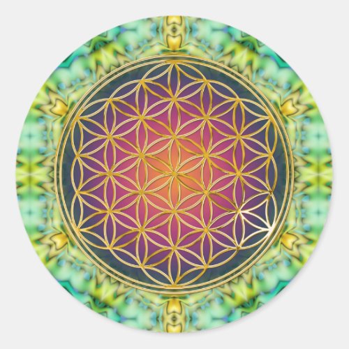 Flower Of Life _ gold _ fractal 2 Classic Round Sticker