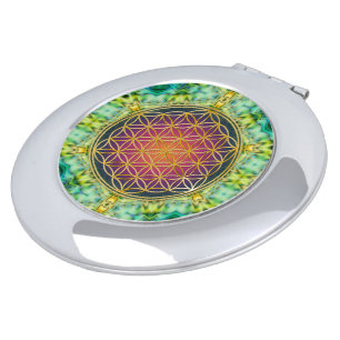 Flower Of Life - gold - fractal 2 Compact Mirror