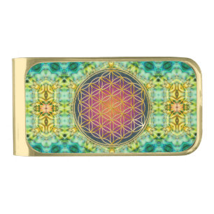 Flower Of Life - gold - fractal 2 Finish Money Clip
