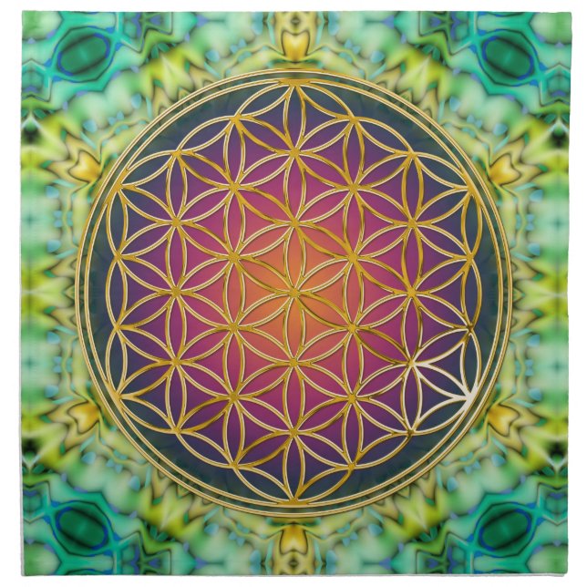 Flower Of Life - gold - fractal 2 Napkin (Front)