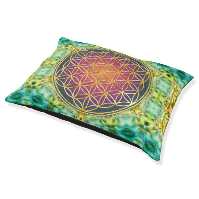 Flower Of Life - gold - fractal 2 Pet Bed (Angled)