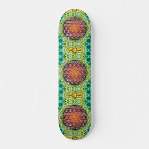 Flower Of Life _ gold _ fractal 2 Skateboard Deck