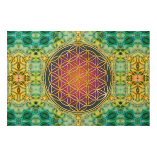 Flower Of Life - gold - fractal 2 Wood Wall Decor