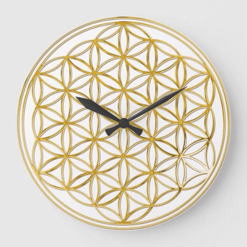 FLOWER OF LIFE _ gold Large Clock