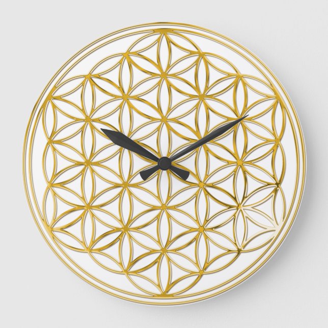 FLOWER OF LIFE - gold Large Clock (Front)