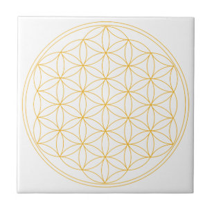 Flower of Life Gold Line Ceramic Tile