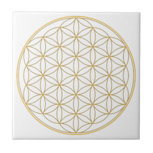 Flower of Life Gold Line Tile