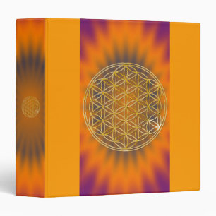 Flower Of Life   gold, orange shine 3 Ring Binder