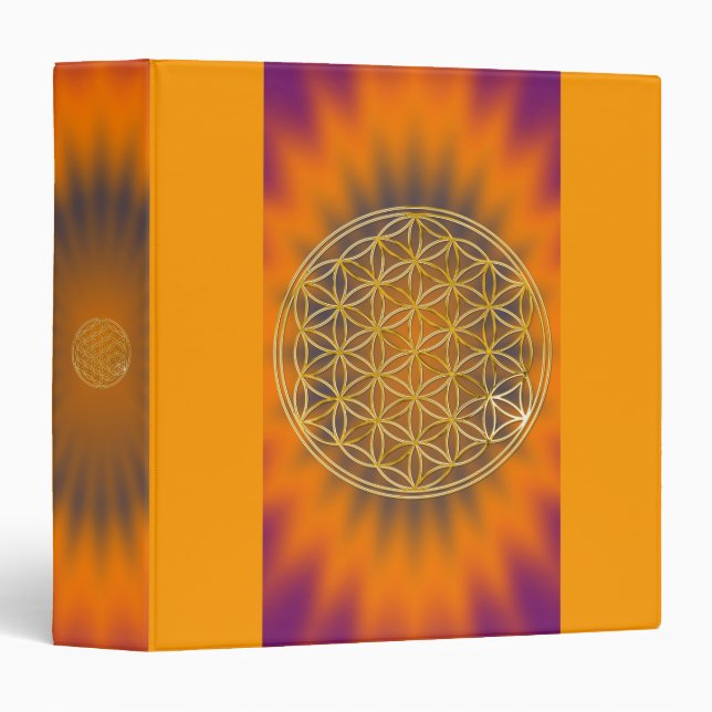Flower Of Life | gold, orange shine 3 Ring Binder (Front/Spine)