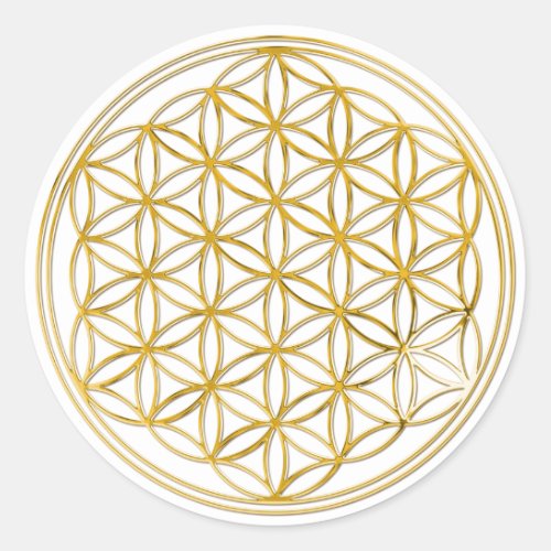 Flower Of Life  gold small Classic Round Sticker