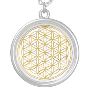 Flower Of Life   gold, small Silver Plated Necklace