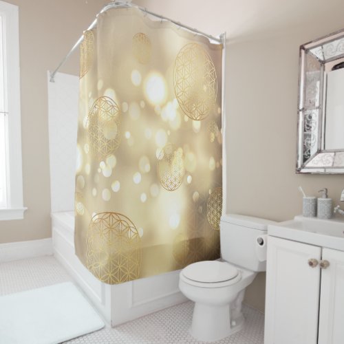 Flower of life gold sparkle duschvorhang shower curtain