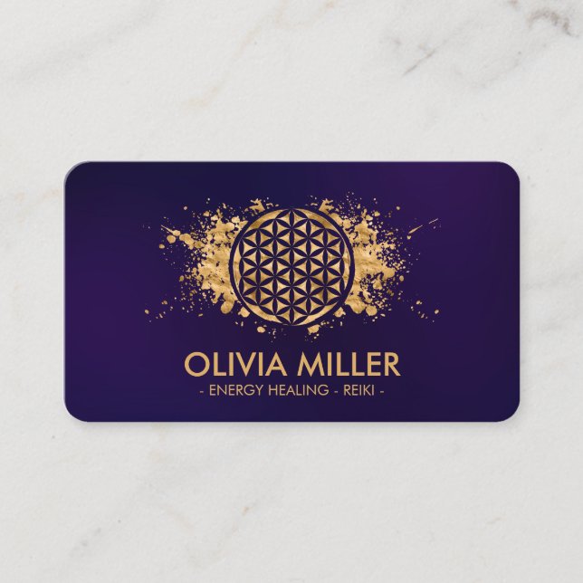 Flower of life - gold splatter business card (Front)
