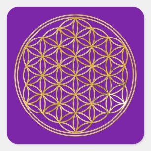 FLOWER OF LIFE - gold Square Sticker