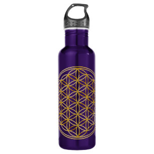 FLOWER OF LIFE - gold Water Bottle