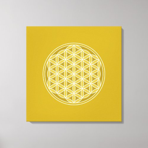 Flower of Life  Golds  White Canvas Print