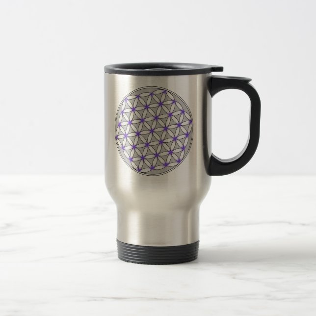 Flower of Life Gray Lilac Travel Mug (Right)