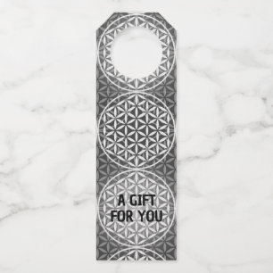 FLOWER OF LIFE - gray mix pattern Bottle Hanger Tag