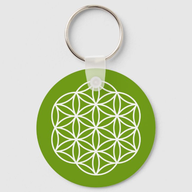 Flower of Life Green Keychain (Front)