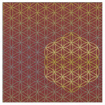 Flower of Life - grid pattern gold silver Fabric