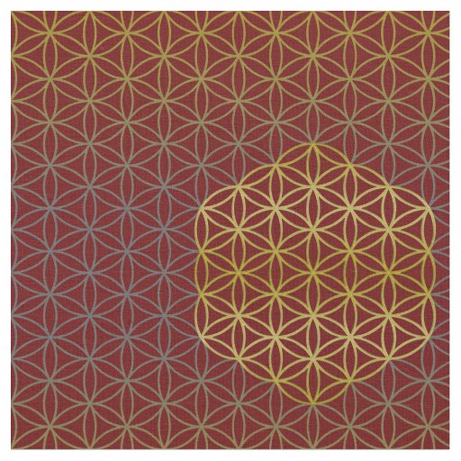Flower of Life - grid pattern gold silver Fabric