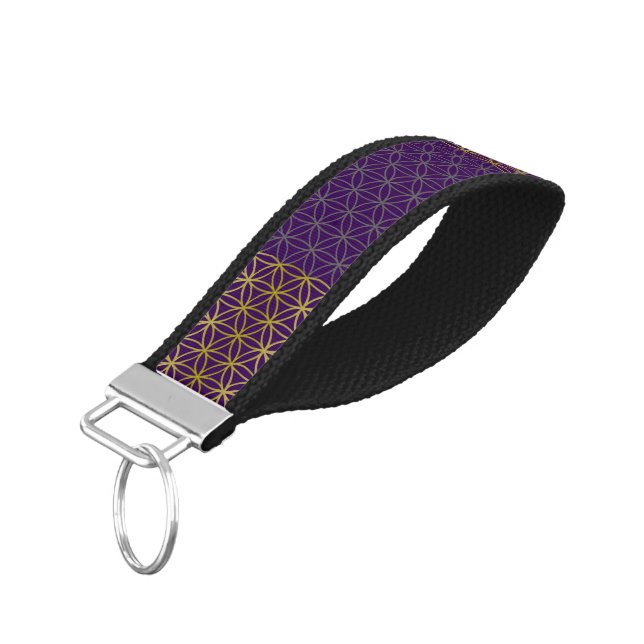 Flower of Life - grid pattern gold silver Wrist Keychain (Angled Down)