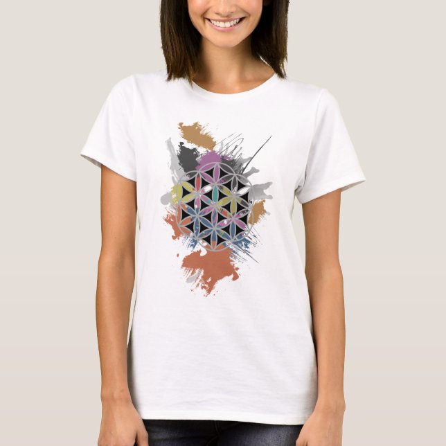 Flower of Life Grunge Painting T-Shirt (Front)