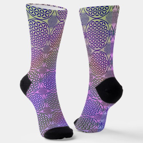 FLOWER OF LIFE _ grunge pattern 3 Socks