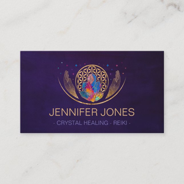 Flower of life - Healing Crystals Business Card (Front)
