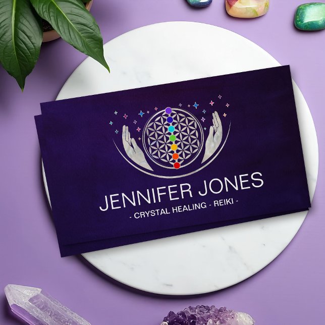 Flower of life, healing hands, chakras business card (Creator Uploaded)