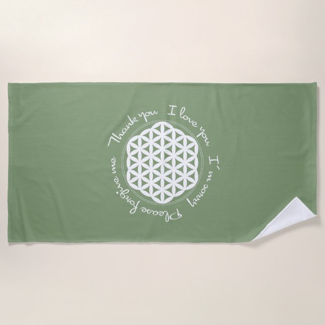 Flower of Life Ho'oponopono Beach Towel (Front)
