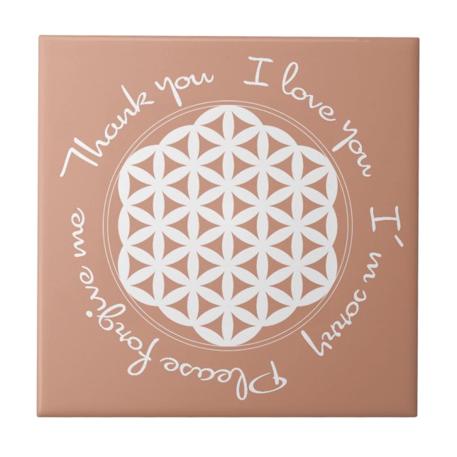 Flower of Life Ho'oponopono Ceramic Tile (Front)
