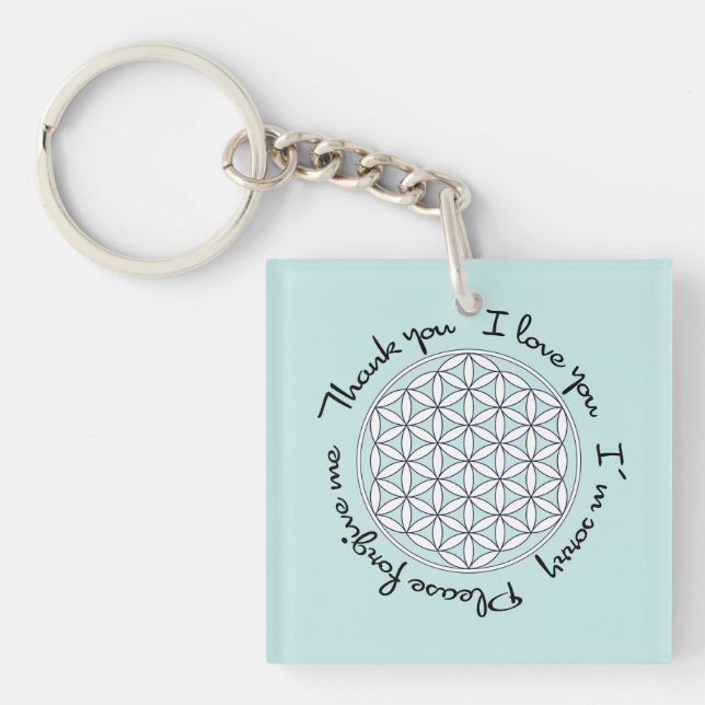 Flower of Life Ho'oponopono Keychain (Front)