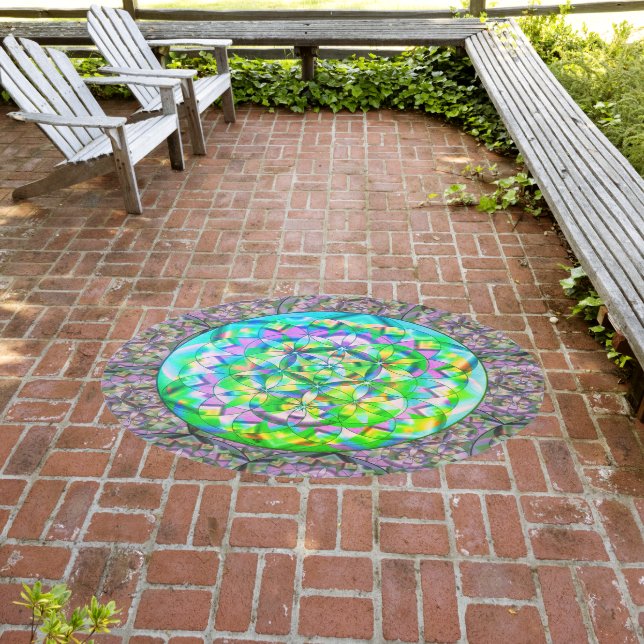 Flower of Life House Flag Outdoor Rug (Insitu (Outdoor 3))