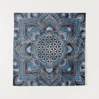 Flower of Life in Lotus - Blue Crystal and Silver
