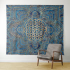 Flower of Life in Lotus - Blue Marble and Gold