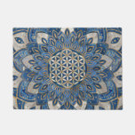 Flower Of Life In Lotus - Blue Marble And Pearl Doormat at Zazzle