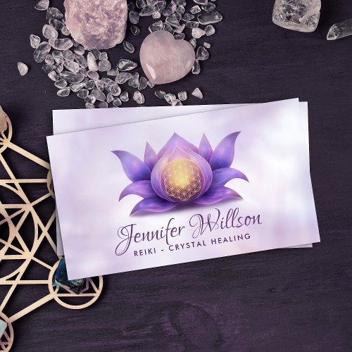 Flower of life in lotus flower _ Violet Pastel Business Card