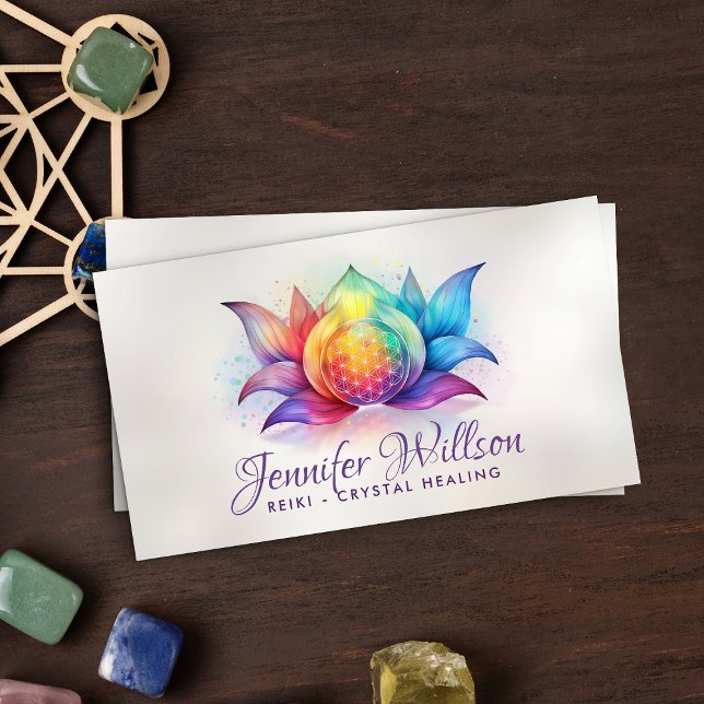 Flower of life in lotus flower -Watercolor Business Card (Creator Uploaded)