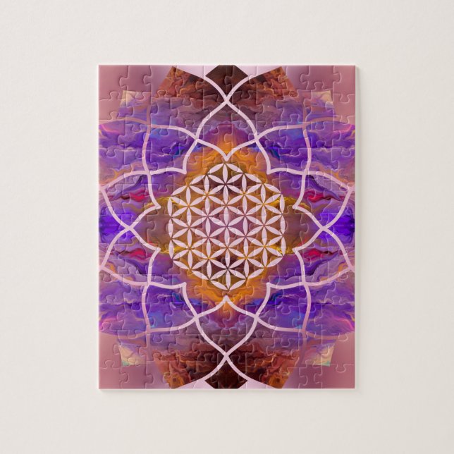 Flower of Life in Lotus - Painted texture Jigsaw Puzzle (Vertical)