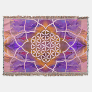 Flower of Life in Lotus - Painted texture Throw Blanket