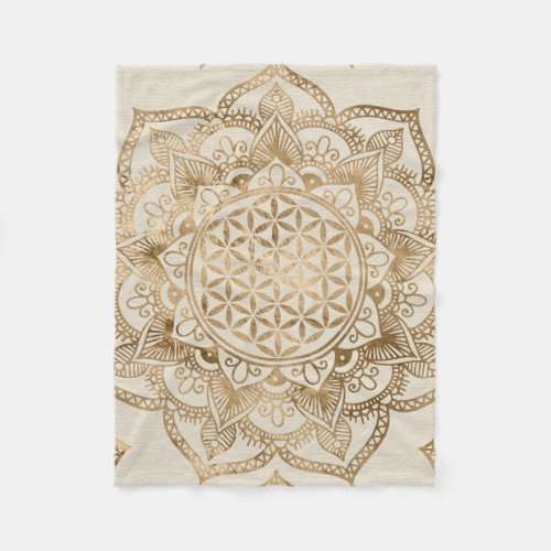 Flower of Life in Lotus _ pastel golds and canvas Fleece Blanket